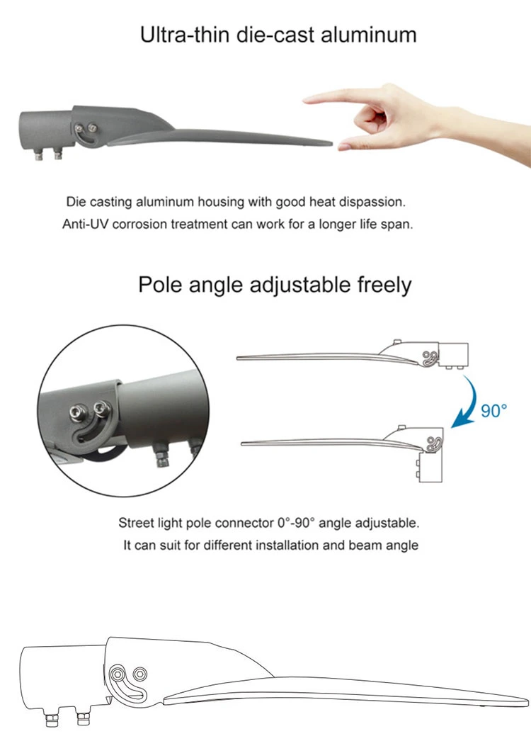 3 Pins Photocell Light Controlling 60W 70W 80W 90W 100W LED Street Light Outdoor LED Street Light with Light Controller Without Solar Panel AC Powered LED Lamp