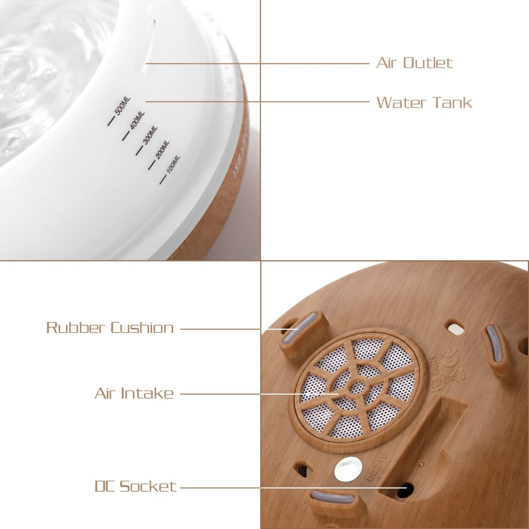 Portable Cool Mist Ultrasonic Aroma Diffuser with Metal Cover