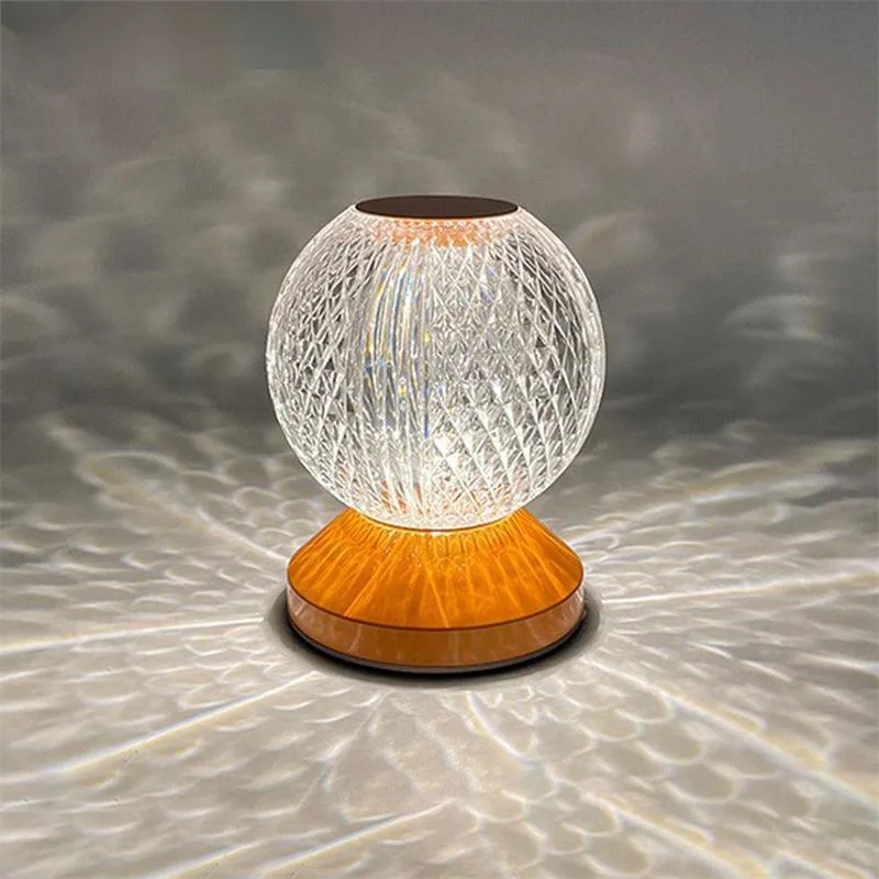 Round Crystal Lamp LED Bedroom Head of Bed Creative Simple Touch Rechargeable USB Small Night Lighting