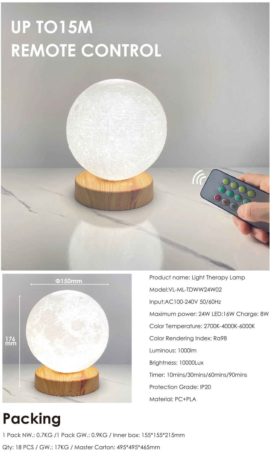 New 3D Moon Lamp Dining Room Living Room Bedroom Support USB Charging Dimmable Table Lamp