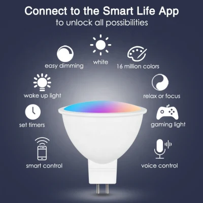 Bombilla LED Gu5.3 MR16 WiFi Alexa Asistente de Google Home Ifttt Tuya Smart Life APP Control remoto RGB Lámpara de atenuación de luz LED