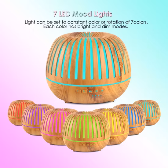 Humidificador de aire para el hogar y el automóvil Intereo, difusores de humidificadores ultrasónicos de difusión CNC con luz nocturna de color LED y protección de energía automática Precisión de plástico