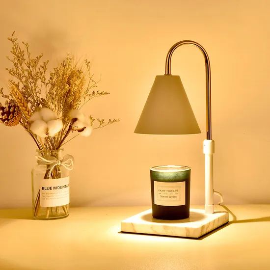 Lámpara de mesa regulable, calentador de cera de vela, luz para sala de estar, dormitorio y oficina con 2 bombillas