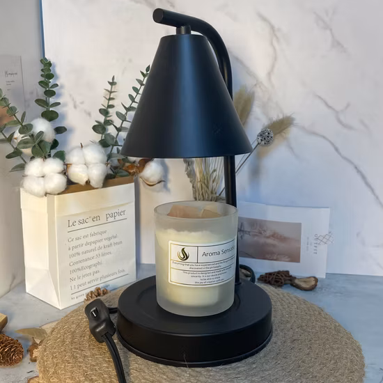 Lámpara de mesa caliente vendedora caliente del calentador de la vela de la venta al por mayor eléctrica de lujo blanca negra moderna