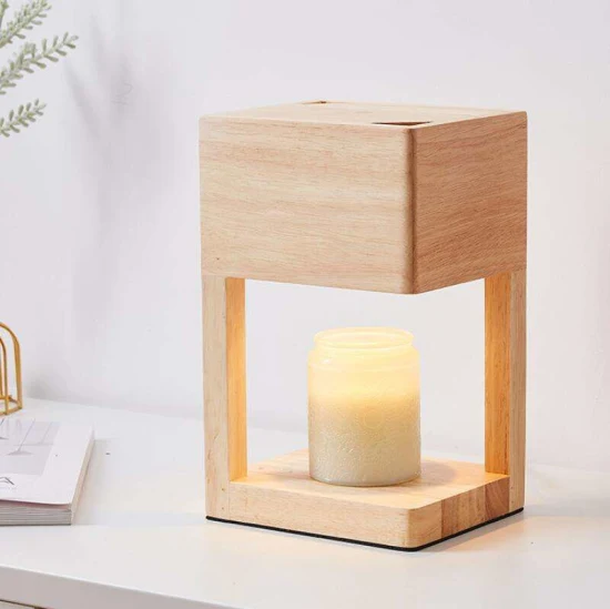 Lámpara calentadora de velas eléctrica de madera de diseño único