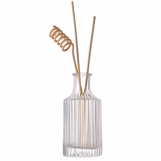 Vacío personalizado 50ml 100ml 150ml 200ml Botella de aromaterapia de vidrio redondo Difusor de caña negra Botella de vidrio Botella de difusión de perfume